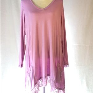 EUC LOGO Tunic with Pockets & Lace Trim